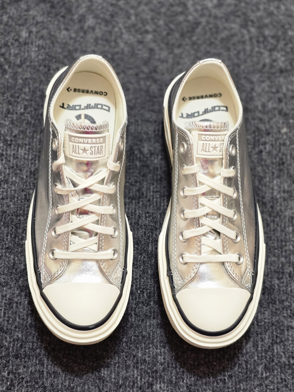 Converse Chuck Taylor All Star Lift Double Stack Silver Metallic Womens 8 Mens 6 - Picture 3 of 8
